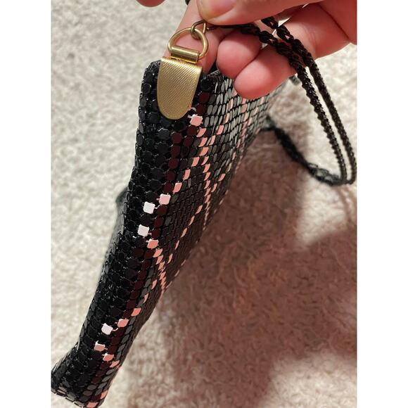 VTG Jotta Womens Mesh Metal Shoulder Evening Bag Black White Purse 1980s Fancy - Picture 12 of 13